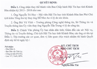 Quyết định của UNBD Tỉnh Khánh Hòa về việc thay đổi thành viên BCH Hội Tin Học tỉnh Khánh Hòa NK 2013-2018